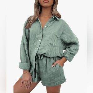 Matching top and bottom set in sage green